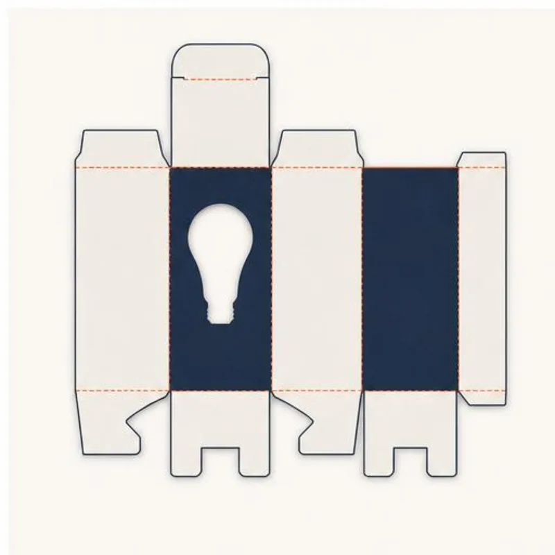 Die Cut Bulb Boxes — flat dieline layout with fold and cut lines