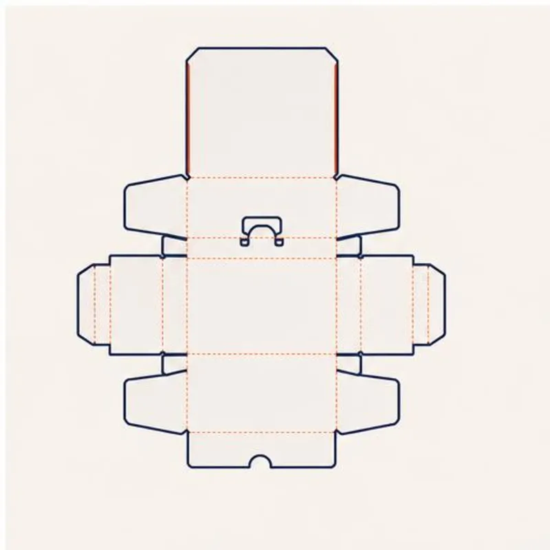 Four Corner With Display Lid Boxes — flat dieline layout with fold and cut lines