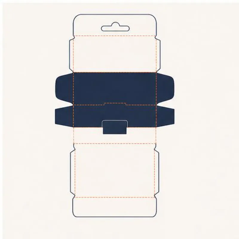 Header Card — flat dieline layout with fold and cut lines