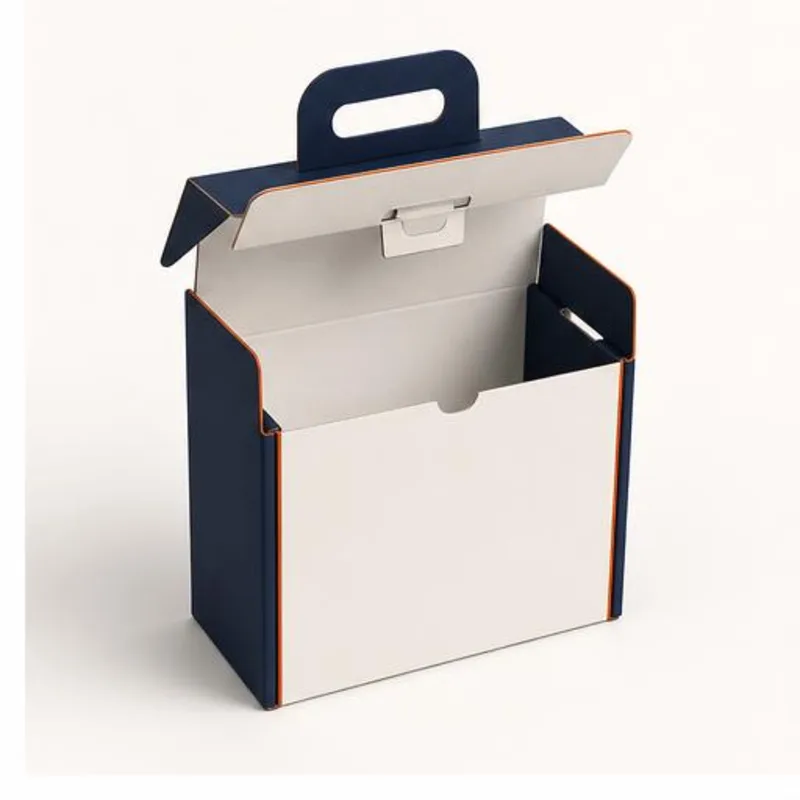 Mailer Boxes With Handle — shown open to reveal the interior