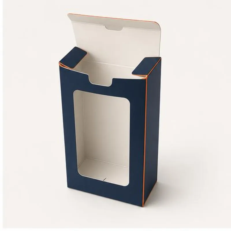 Reverse Tuck Boxes With Window — shown open to reveal the interior