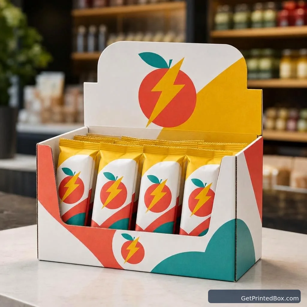 Retail Counter Display Rollout — printed packaging displayed in a client-style setting