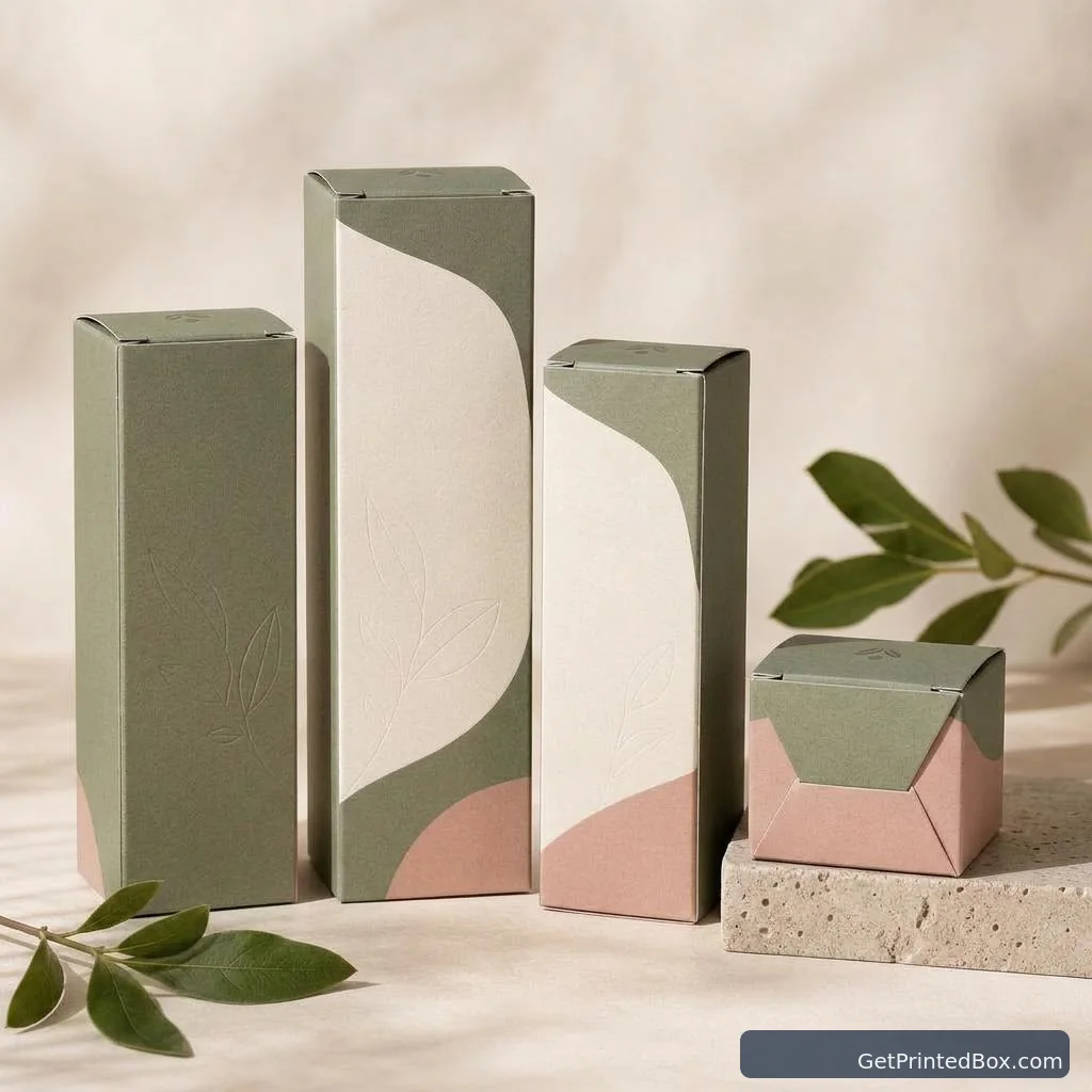 Botanical Skincare Carton Collection — alternate angle showing the box structure and side panels