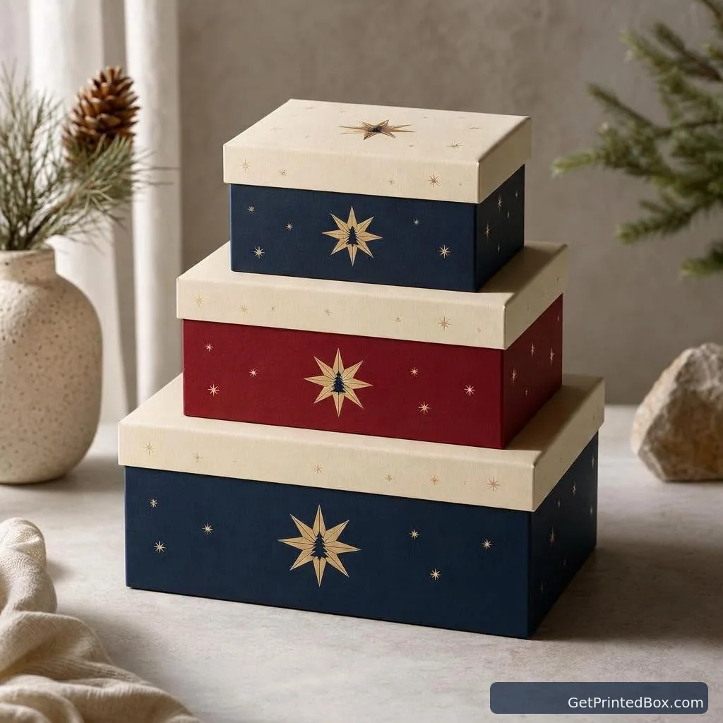 Holiday Keepsake Gift Box Suite — alternate angle showing the box structure and side panels