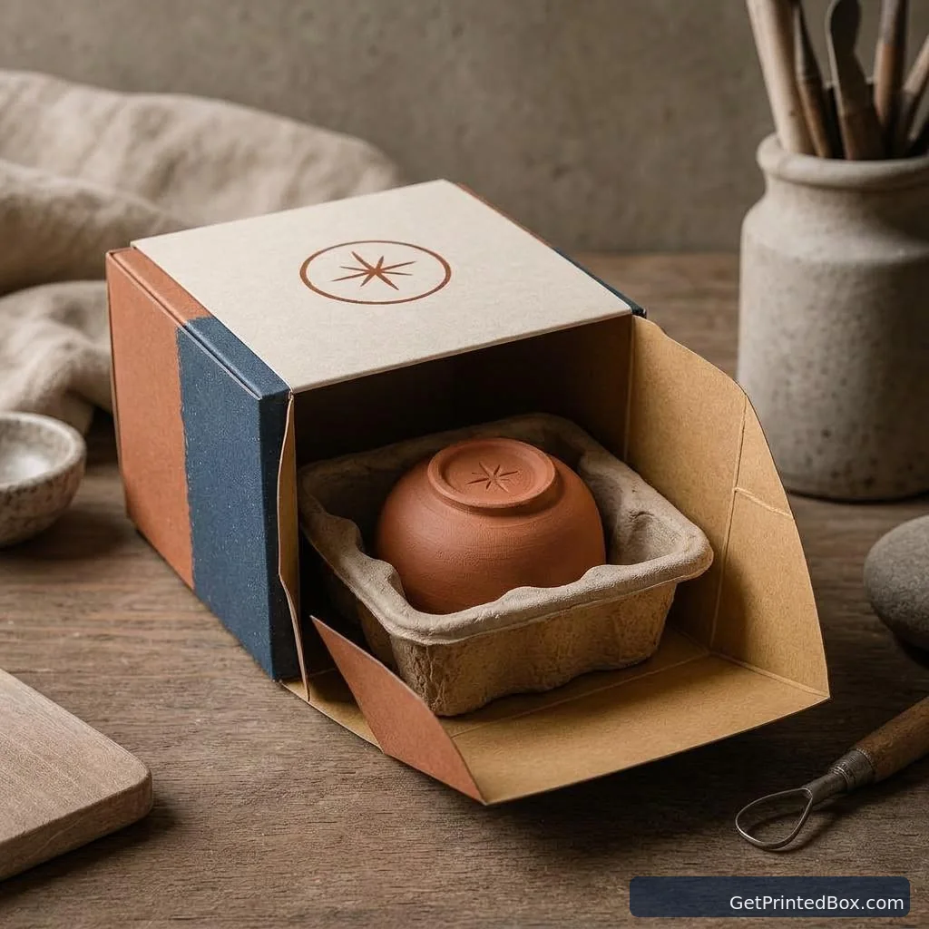 Small-Batch Artisan Packaging Run — open-box view showing the printed interior and construction