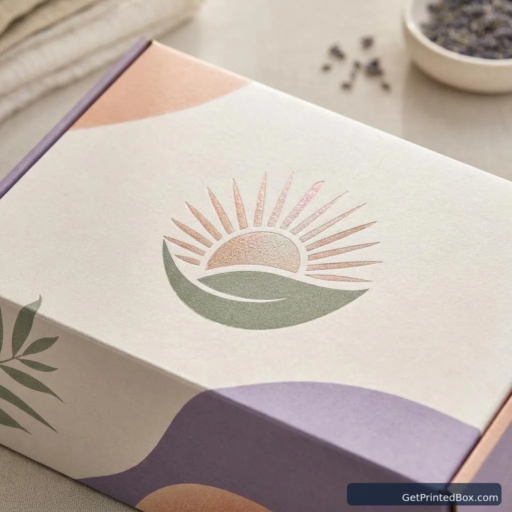 Monthly Wellness Subscription Mailer — close-up of the logo mark, board texture, and print finish