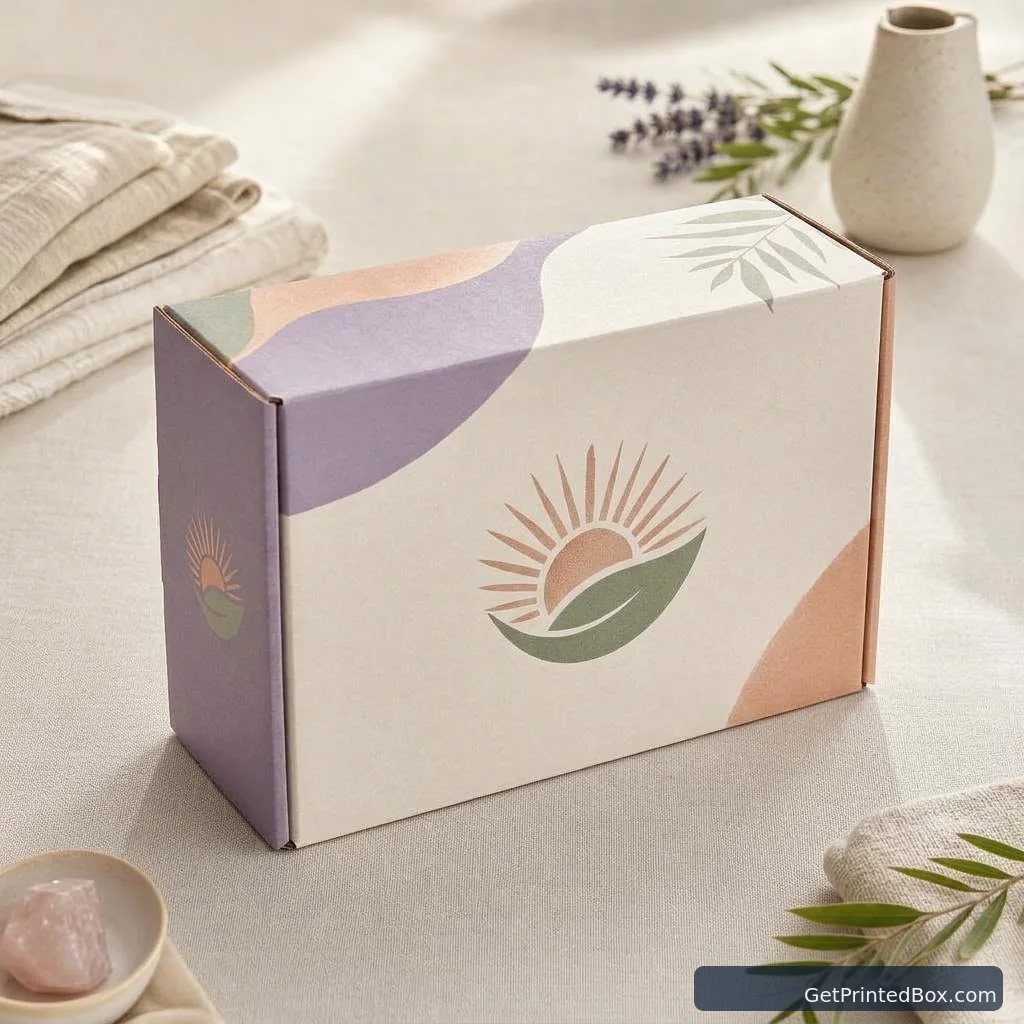 Monthly Wellness Subscription Mailer — alternate angle showing the box structure and side panels