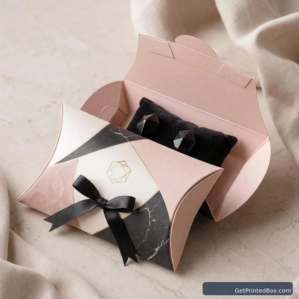Boutique Accessories Pillow Pack — open-box view showing the printed interior and construction