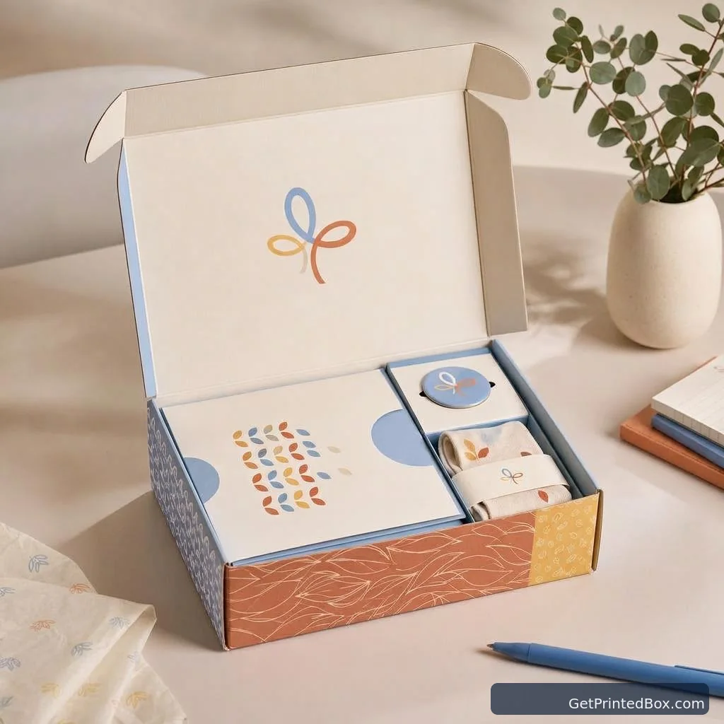 Seasonal Subscriber Welcome Kit — alternate angle showing the box structure and side panels