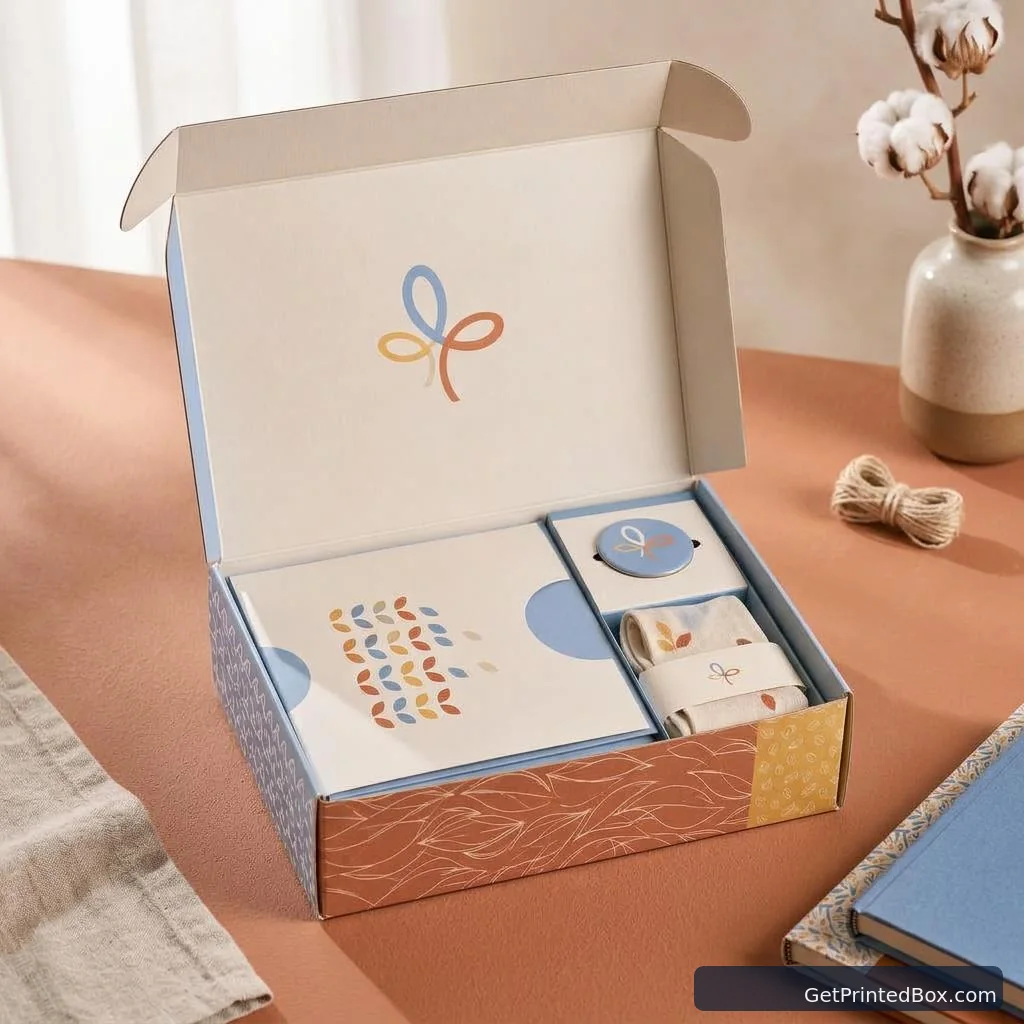 Seasonal Subscriber Welcome Kit — printed packaging displayed in a client-style setting