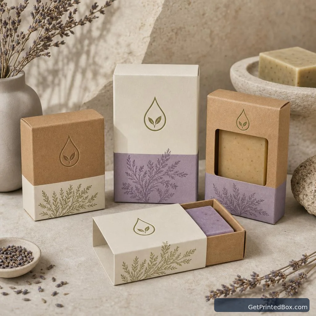 Handmade Soap Retail Collection — printed packaging with a fictional brand identity